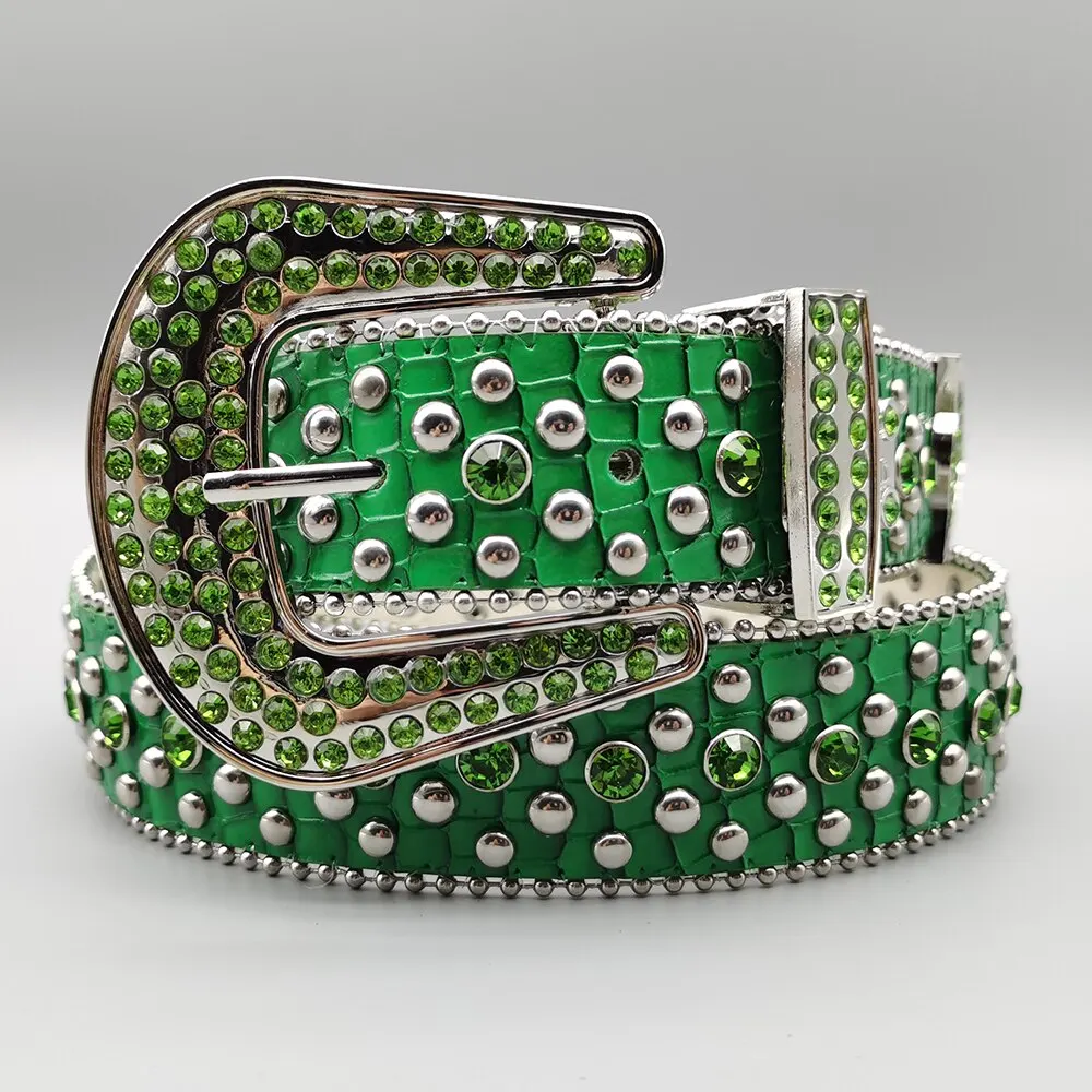 Women's Jeans Rhinestone Belt Y2K Belt Western Denim Shiny Rivet Design Pu Leather Artificial Diamond Belt Punk Rock Men's Belt