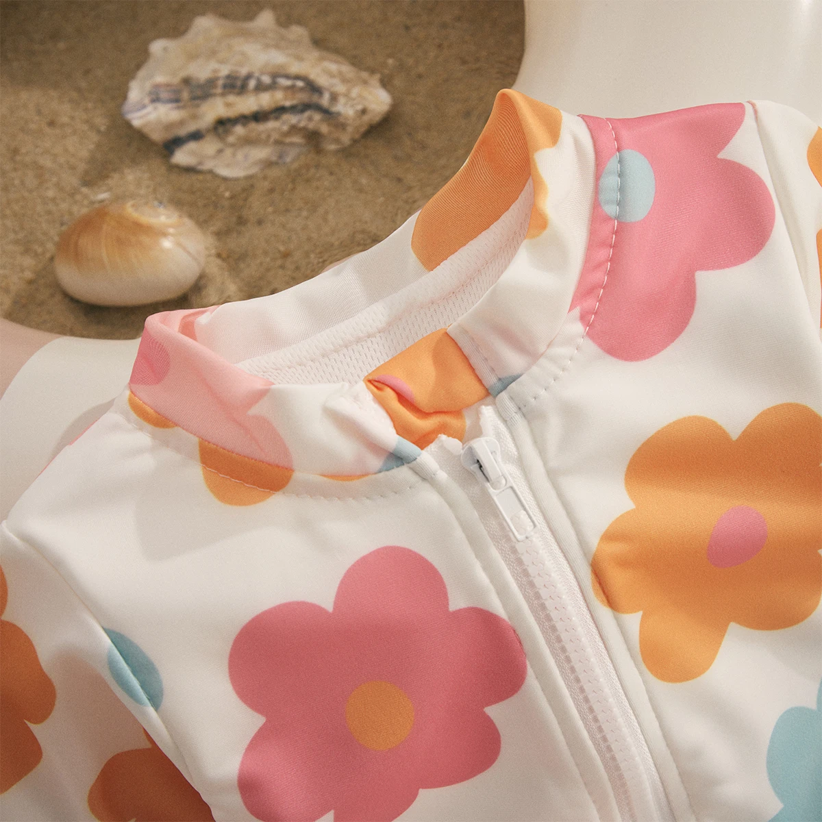 Ma&Baby 1-5Y Toddler Kid Baby Girls Swimsuit Children Floral Print Zipper Swimwear Long Sleeve Beachwear Summer Bathing Suit