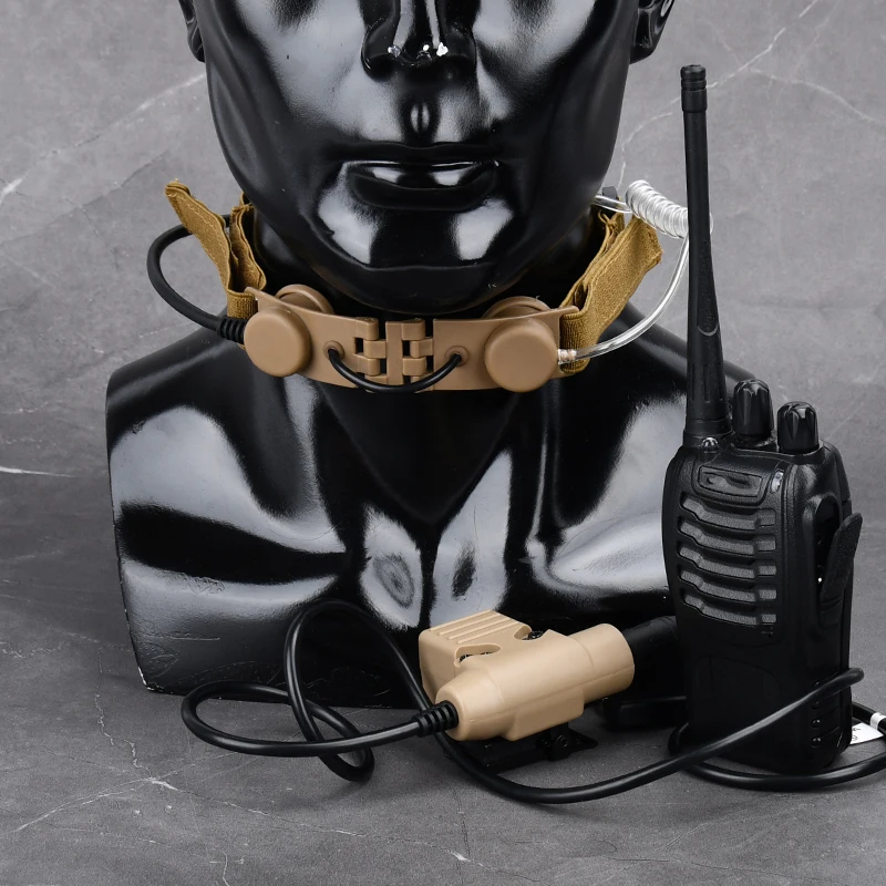 Wadsn Tactical Throat Mic Air Tube Headset Neck Laryngeal Microphone Earphone U94 PTT For Kenwood Yeasu Midland Walkie Talkie
