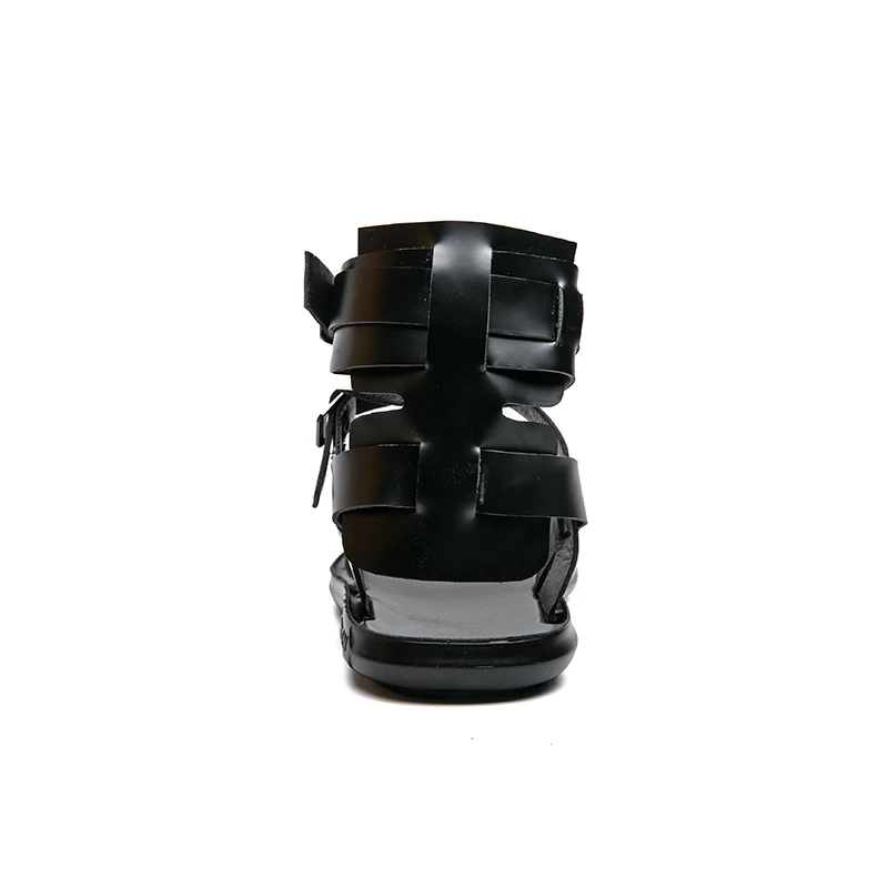 New Roman Style Men's Shoes Black Leather Trendy Designer Sandals new Summer Solid Casual shoes Comfy Breathable Outdoor 2025 Beach Shoes