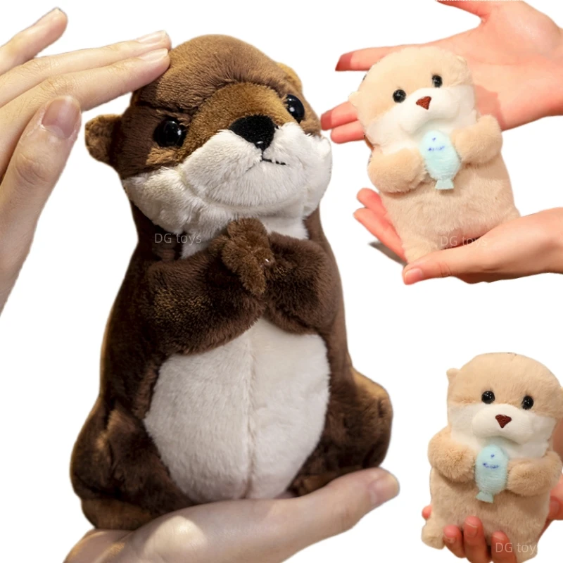Pray for Blessings Otter Plush Toy Stuffed Lifelike Animals Hug Fish 2025 Food new Kawaii Otters Plushie Doll for Kids Birthday Gift Boy
