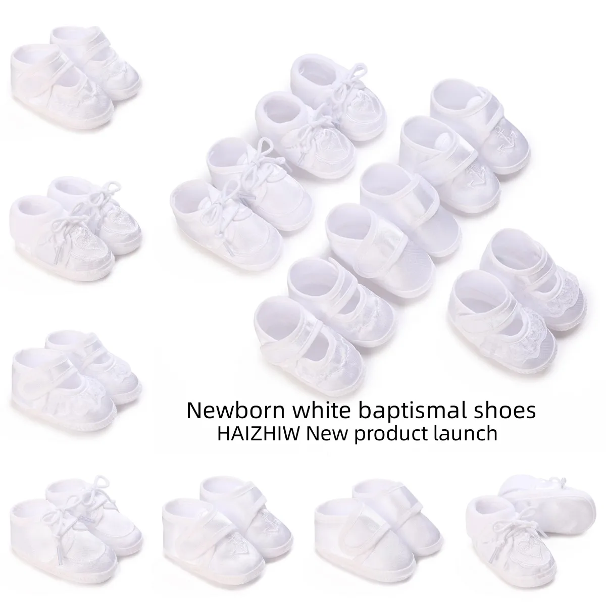 HAIZHIW Soft Newborn Baby's First Baptist Shoe: Newborn Boys and Girls' 2025 White Baptist Shoes Soft new Sole Walking Shoes