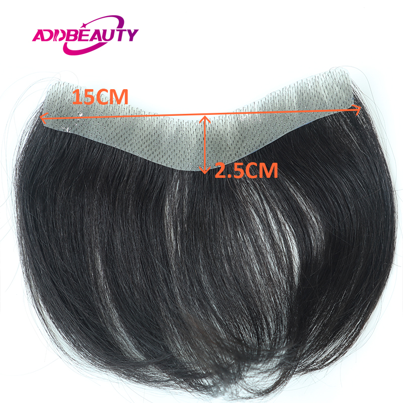 Men Toupee PU V Style Front Human Hair Wigs Indian Human Remy Hair Replacement Straight Hairpiece Natural Color 6inches 100%