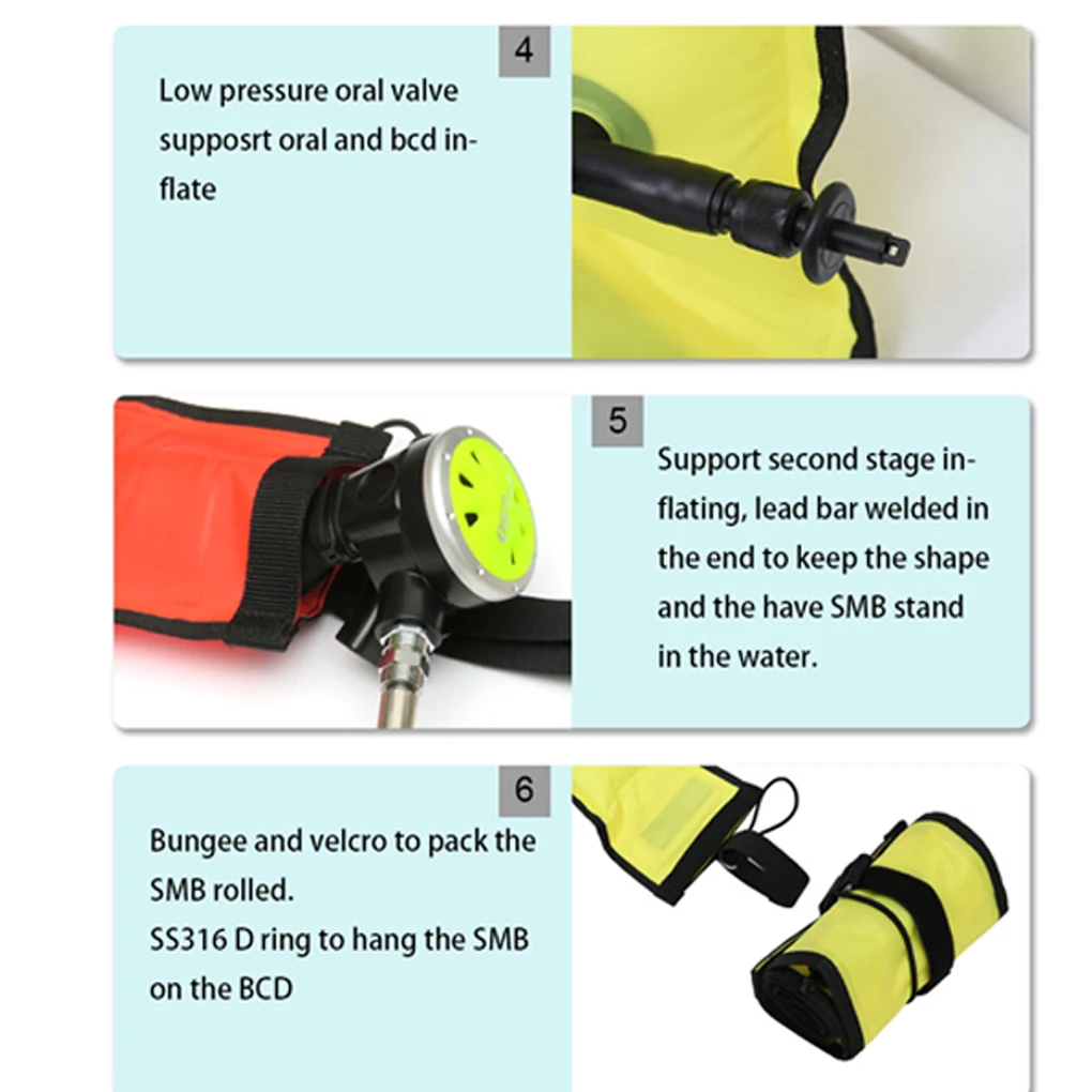 Surface Marker Buoy SMB Automatic Sealed Quick Discouraged Portable Unique Design Sausage Signal Tube Type 12