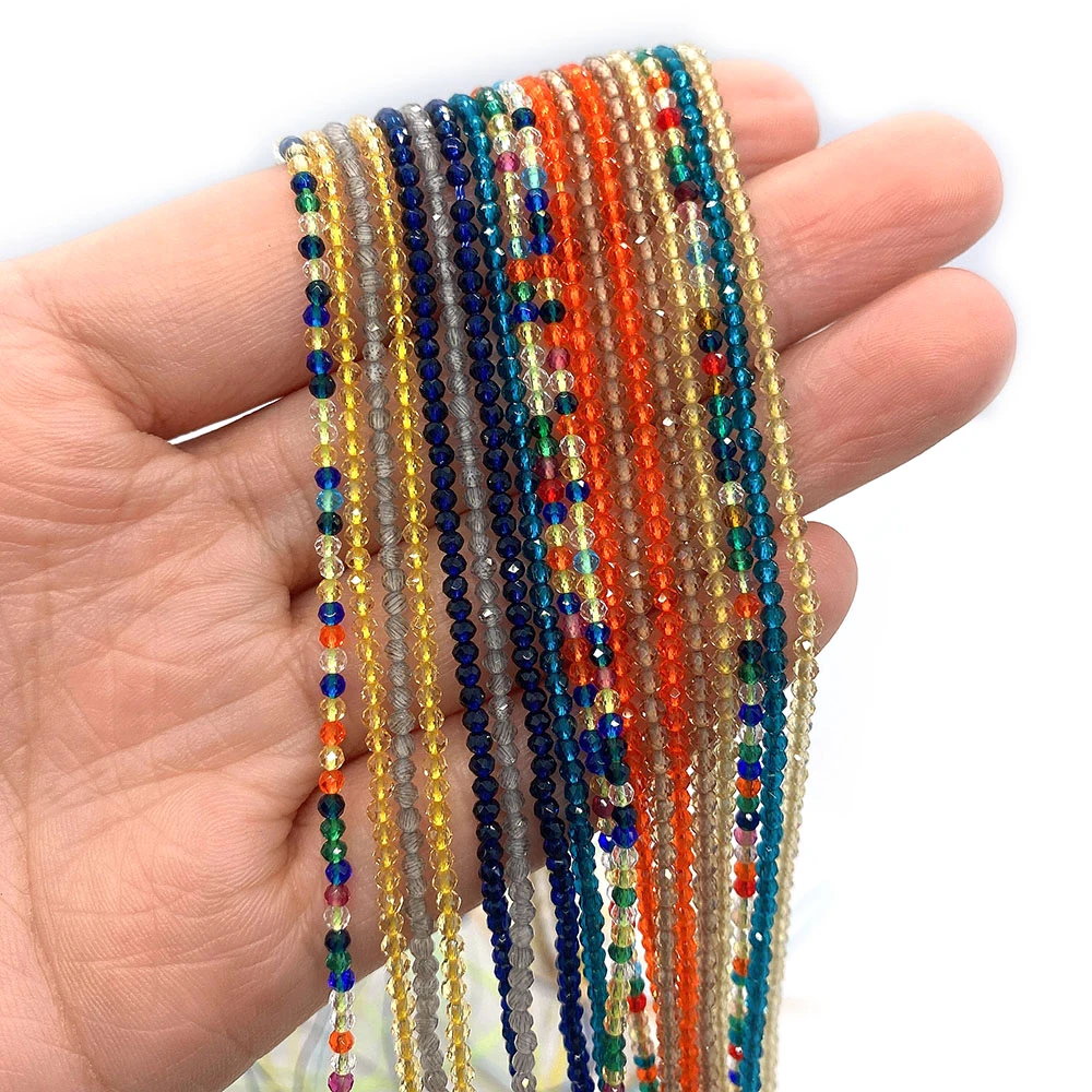 Natural Crystal Glass Spinel Beads 2/3mm Facet Stone Loose Seed Beads for Jewelry Making DIY Bracelet Necklace Jewelry Accessory