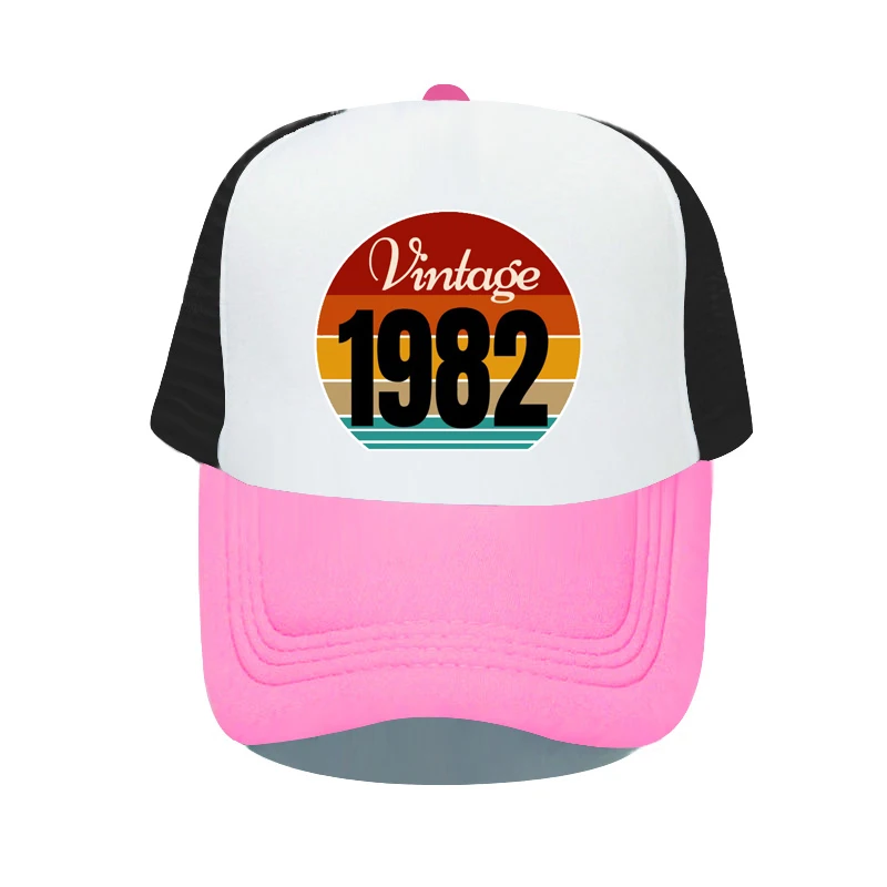 Vintage 1982 Printed Snapback Cap Retro Aged to be Perfected Since 1983 Baseball Hat Rainbow Trucker Hat For Birthday Gift YP065
