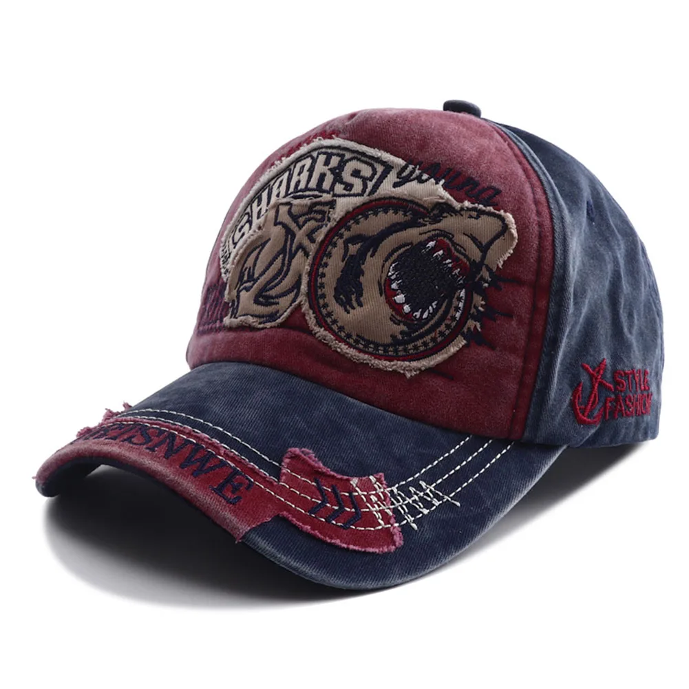 2023 New Designer Vintage Shark Hat Embroidery Snapback Baseball Cap Casquette Homme Hip Hop Casual Visor Hats for Women Men