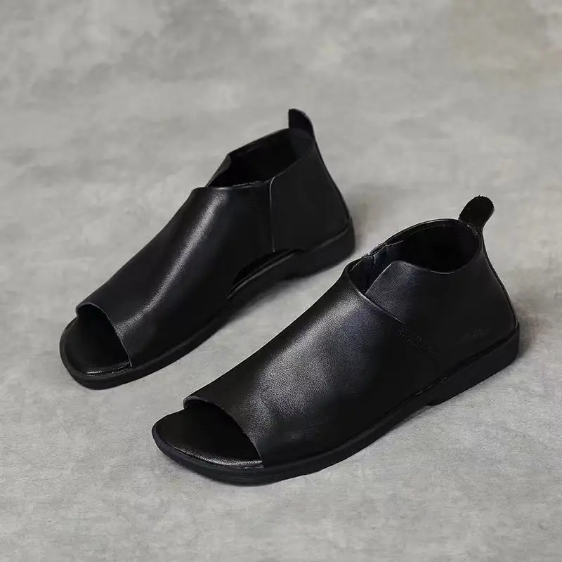 2023 new Women PU Sandals Summer Women Shoes Sandals 2025 Comfortable Women Thick Sole middle Heels Mother Shoes Chaussure Female sandals