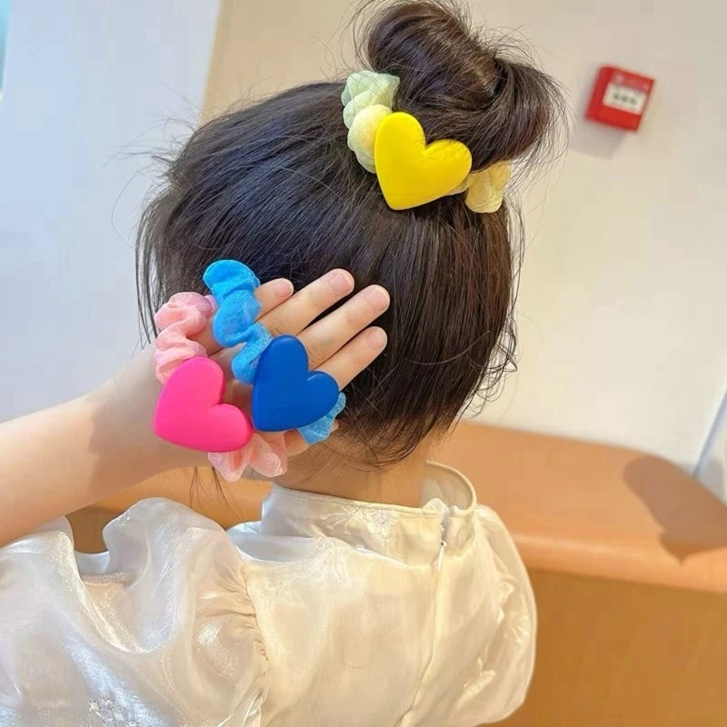 Solid 2025 Color Heart new Elastic Scrunchie Hair Ties Rubber Bands Women Girls Children Hair Scrunchies Holder Hair Accessories