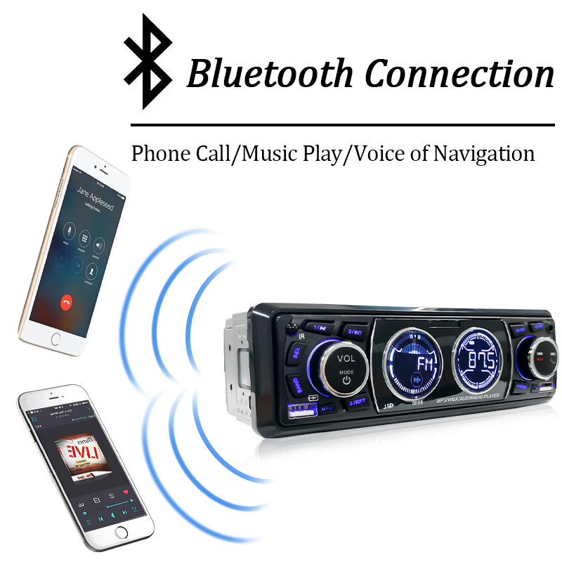SINOVCLE Car Radio 1din Audio Bluetooth Stereo MP3 Player FM Receiver 60Wx4 Support Phone Charging AUX/USB/TF Card In Dash Kit