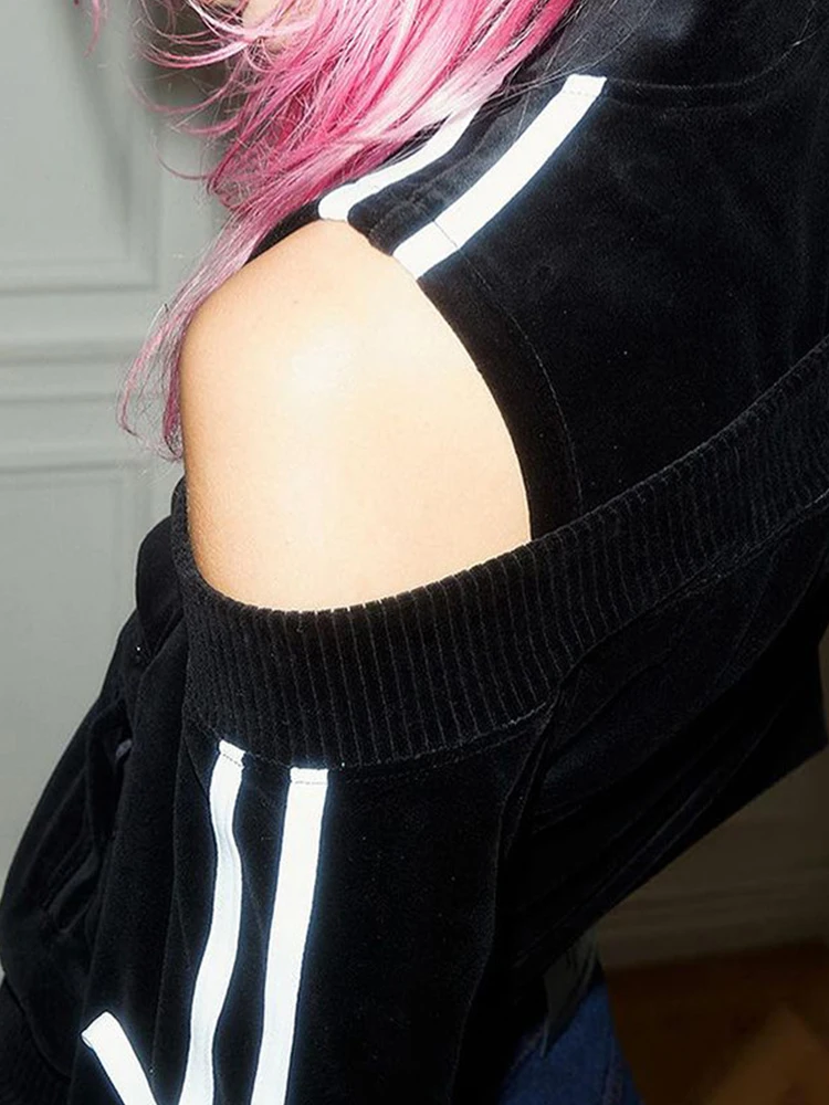 AltGoth Streetwear Sweet Veet Crop Jackets Women Mall Gothic Aesthetic new Y2k Lace-up Bow Cut Out 2025 Shoulder Cardigan 2023 Autumn