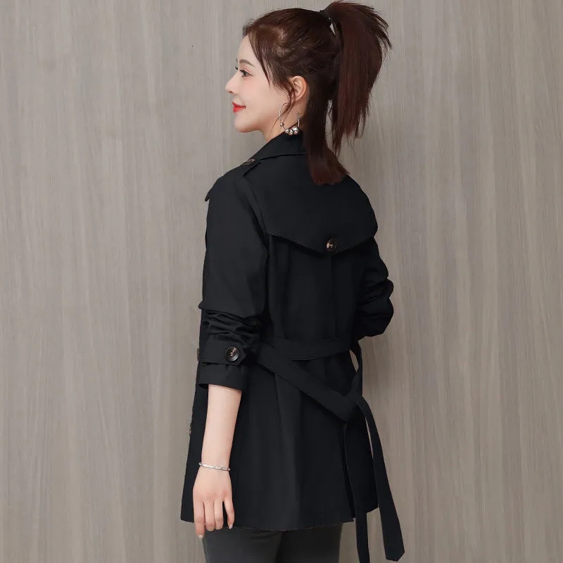 Spring Autumn Trench Coat Women Double Breasted Slim Casual Outwear Female Windbreaker Lining With Belt Long-Sleeved Top Clothes