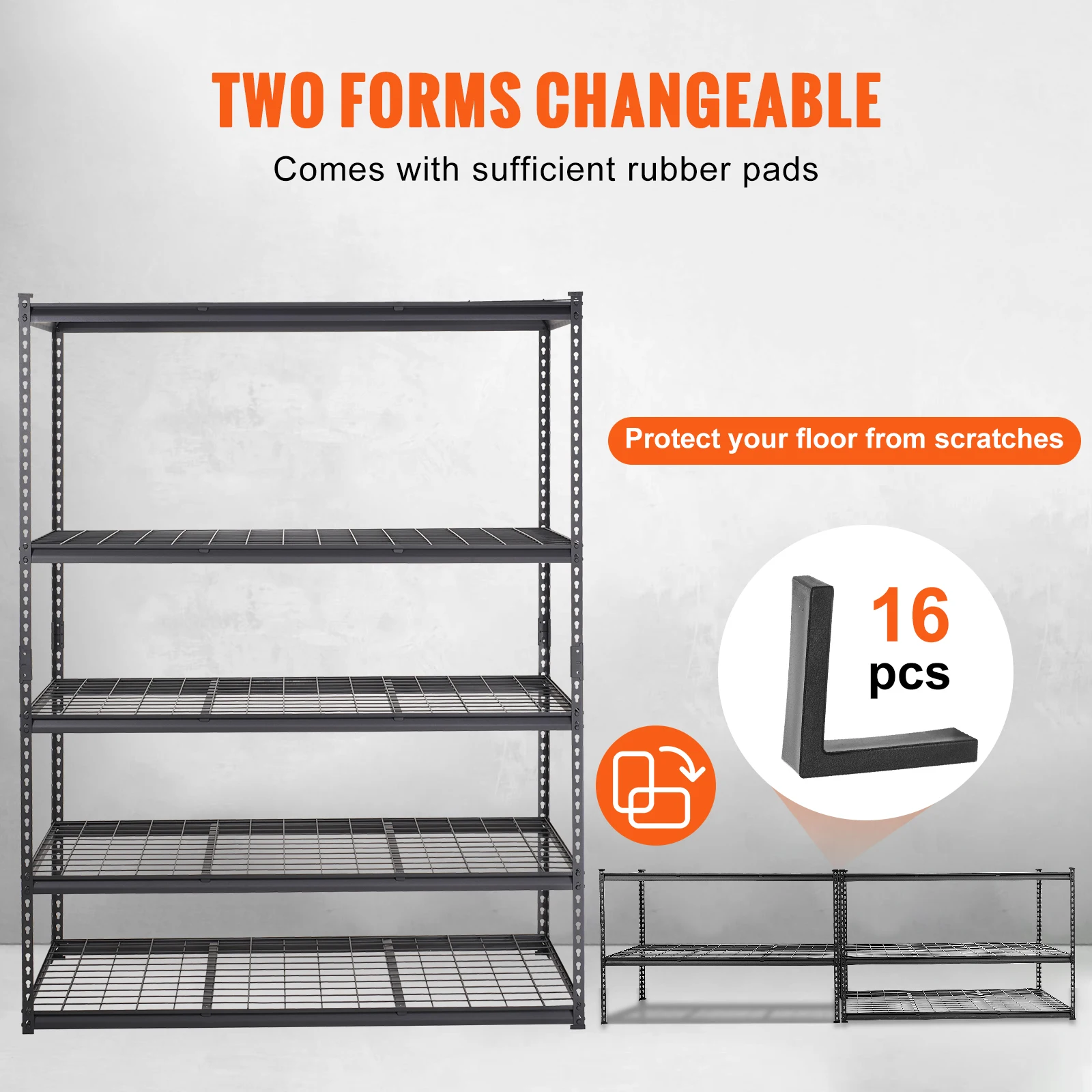 VEVOR 5-Tier Adjustable 2000 lbs Storage Shelving Unit Heavy Duty Garage Shelves Organizer Wire Rack for Kitchen Pantry Basement