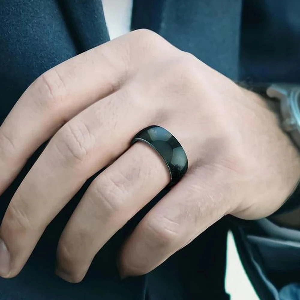 2023 NEW RFID Smart Black Ceramic Ring 125KHz 13.56MHz EM4305 CUID Chip Various Sizes For Men Or Women Fast Shipping