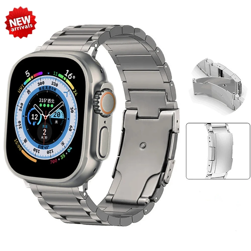 Correa de titanio para Apple Watch, banda de Metal de lujo para iWatch 9 Ultra 2, Series 9, 45mm, 41mm, 44mm, 8, 7, 6, 5, 4, 3, SE, 42mm, 40mm, 38mm