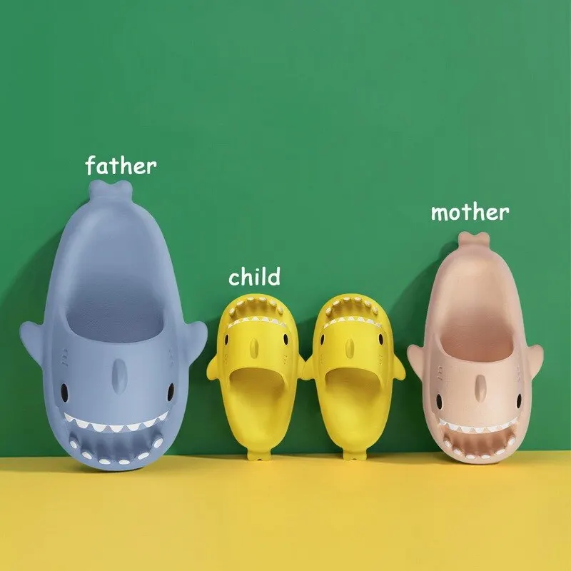 2023 Summer Shark Slippers Women Shark Slides Men Bathroom Flip Flops Adult Home Anti-skid Flat Shoes Couple Children's Slippers
