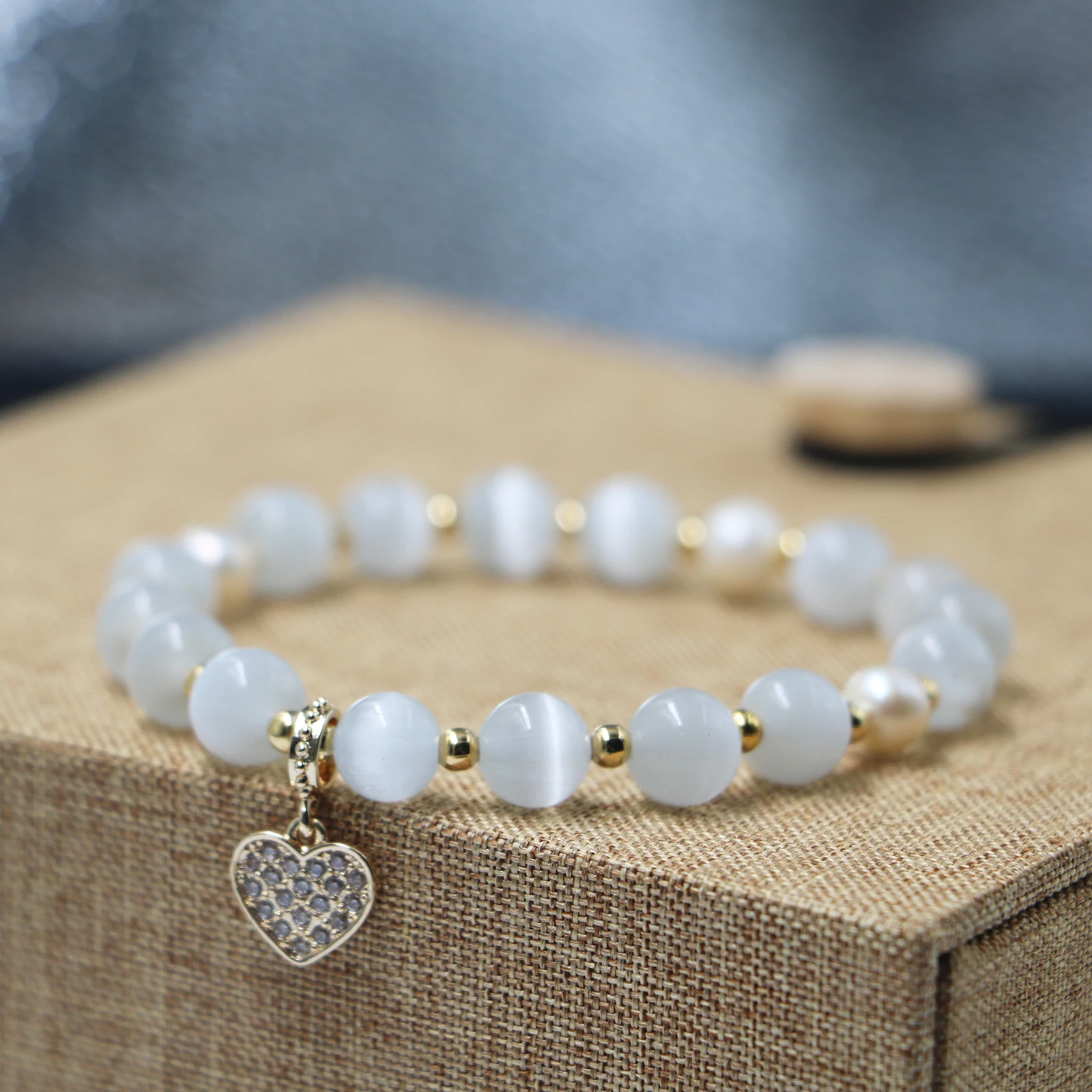 White Beaded Bracelets For Women Natural Crystal Opal Lucky Four-leaf Clover Healing Anxiety Pearl Lucky Hndmade Jewelry Misfrs
