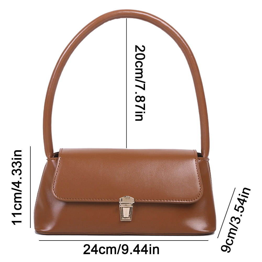 Women Retro Tote Bag Trendy Vintage Underarm Bag Portable Casual PU Leather Solid Color Simple Handle Designer Handbags
