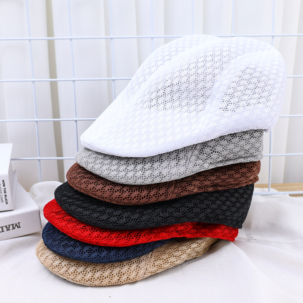 Breathable Mesh Hollow new Berets Hat 2025 For Men Convenient Spring Summer Beret Quick-drying Cap Retro Sun Hats Painter Caps