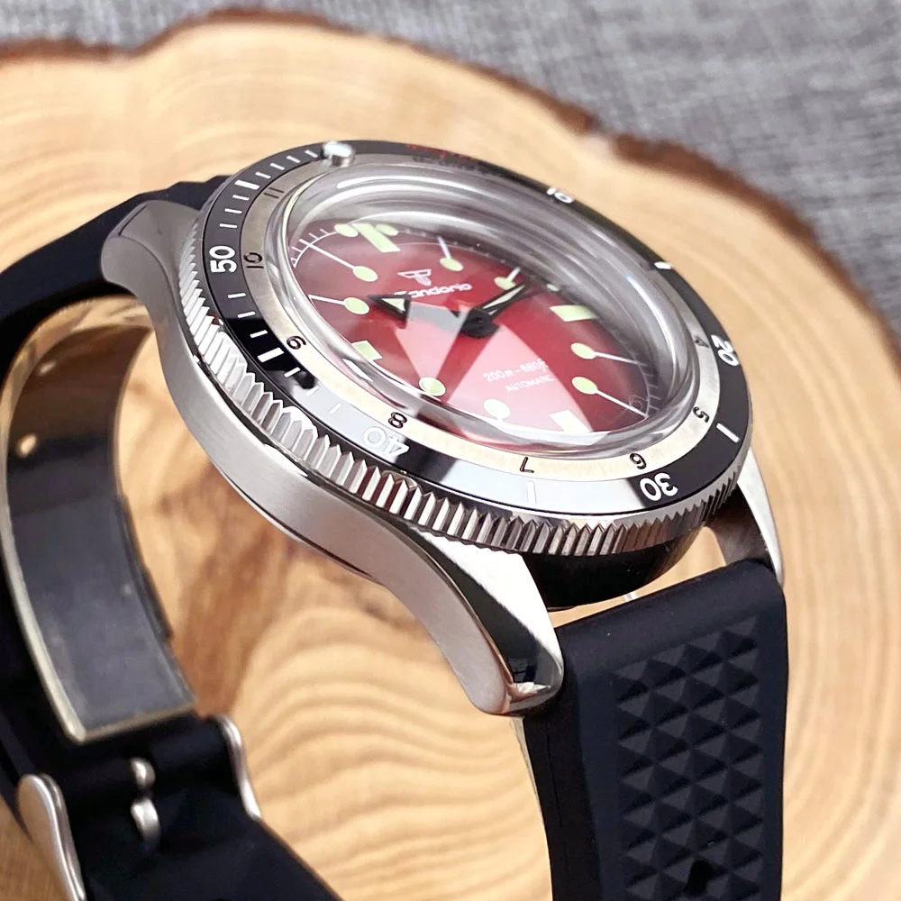 Tandorio Red Blue 40mm NH35 PT5000 Mechanical Automatic Diving Men Watch 20ATM Water Resistant Domed Sapphire Screw Crown Reloj 1ef95 5 fb68b