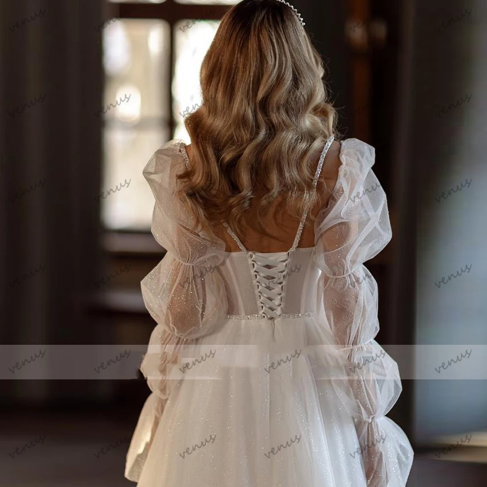 Vintage Wedding Dresses A-Line Tulle Bridal Gowns Long Puff new Sleeves 2025 Elegant Robes Floor Length Classic Vestidos De Novia 2024