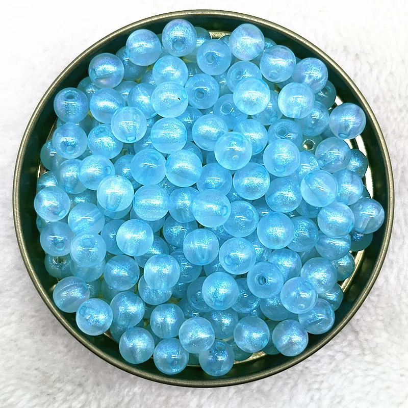 8-10-12mm Transparency Golden Powder Series Round Acrylic Loose Spacer Beads for Jewelry Makeing Diy Bracelets Accessories