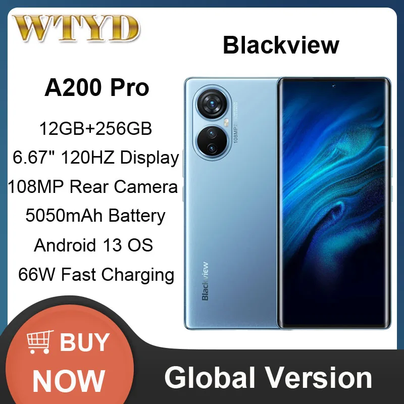 Pro Blackview A200 Smartphone 12GB+256GB 108MP Camera 6.67 inch Android13 Helio G99 Octa Core 4G NFC Cellphone 66W Fast Charging 12GB+256GB smile 12GB