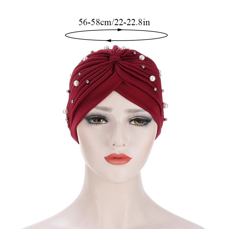 Muslim Turban Hats Beaded Turban 2025 Hats Hair Loss new Banadans Scarf For Muslim Women Clothing Turbantes Para Mujer Quimioterapia