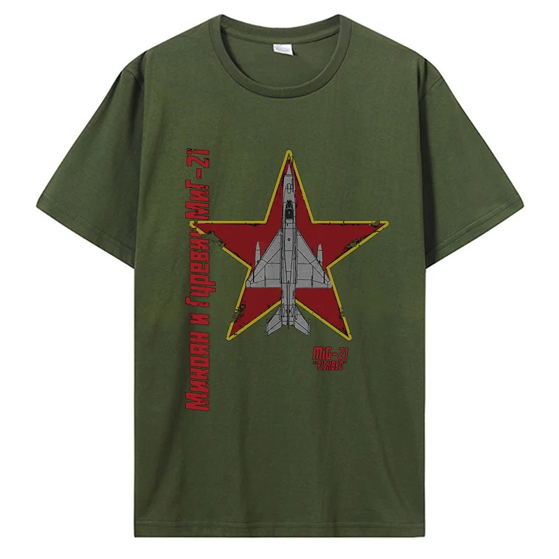 MiG-21 Fishbed Soviet Cold War Jet Airplane Vintage Cyrillic T-Shirt Men Cotton Tees Tshirt Harajuku Streetwear 240429