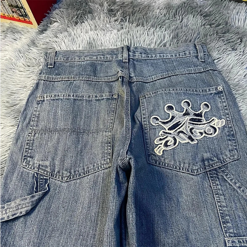 JNCO Wide Leg Jeans Streetwear Men Y2K Retro Hip Hop Harajuku High Quality Embroidered Denim Pants Casual Baggy Trousers 240429