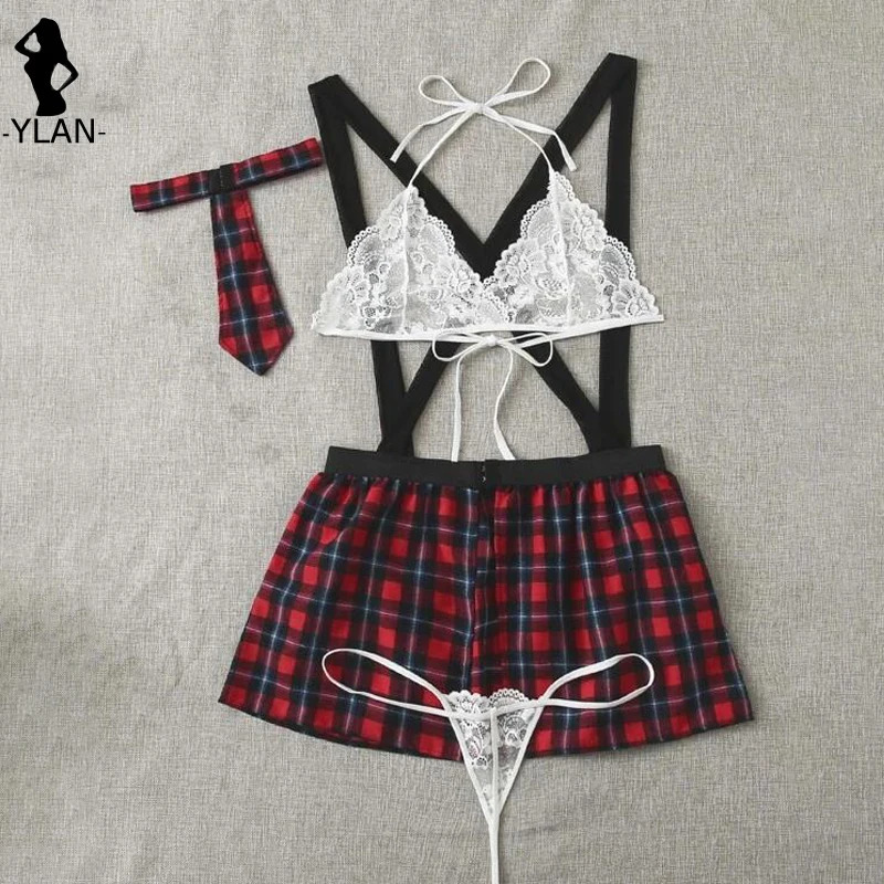 Sexy lingerie sexy school uniform womens erotic lingerie role-playing school girl clothing lace bra set mini tight sexy lingerie 240425