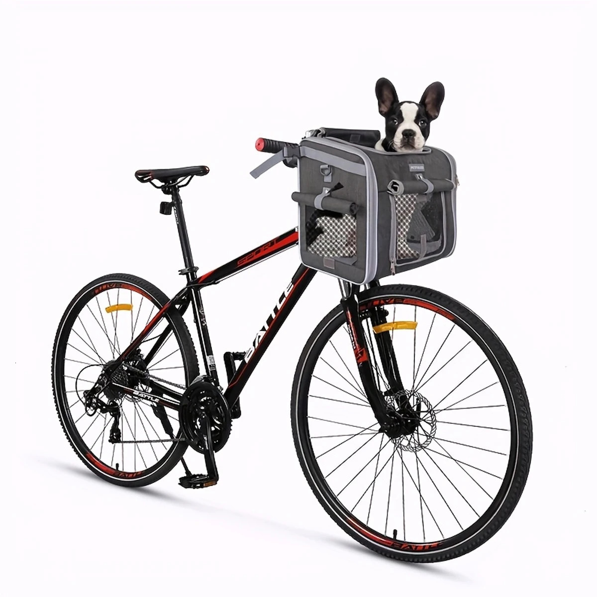 Dog or Cat Bike Basket Expandable Soft Sided Pet Backpack with 4 Open Doors Foldable Dog Bike 240423