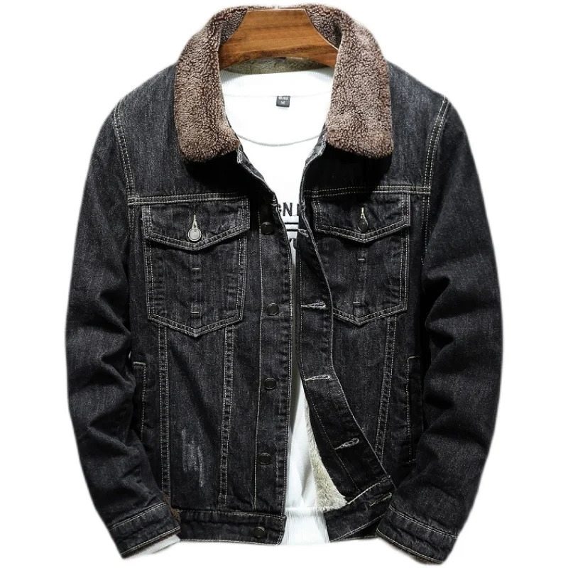 Blue Men Winter Jean Jackets Outerwear Warm Denim Coats Men Large Size Wool Liner Thicker Winter Denim Jackets Plus Size 6XL 240415