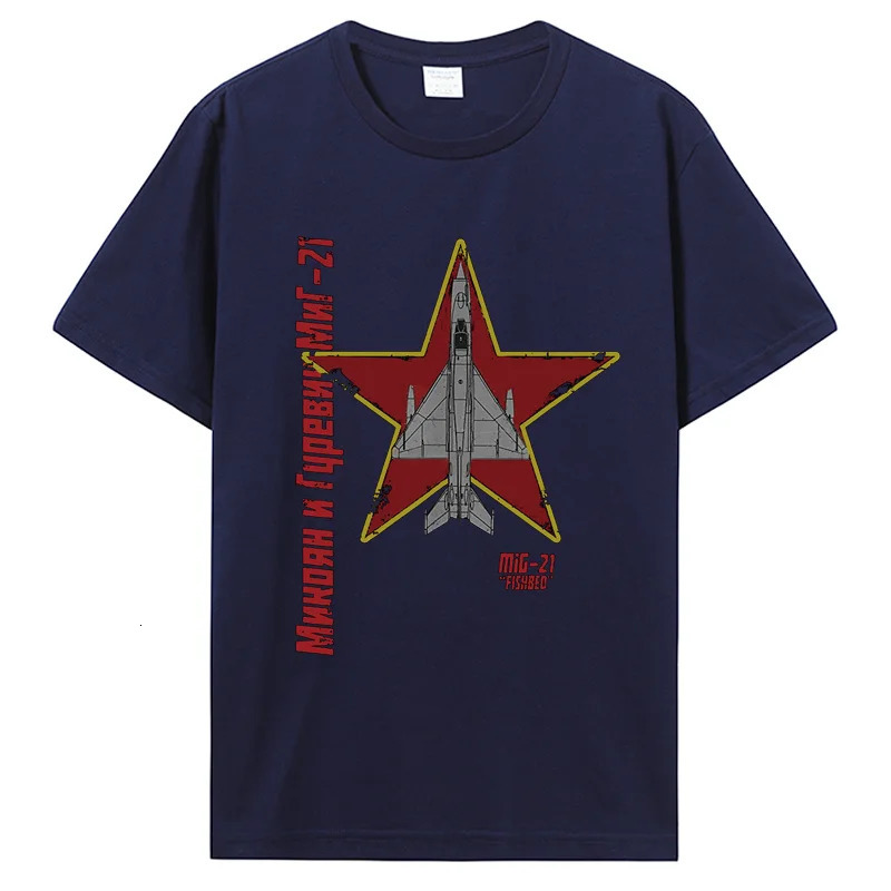 MiG-21 Fishbed Soviet Cold War Jet Airplane Vintage Cyrillic T-Shirt Men Cotton Tees Tshirt Harajuku Streetwear 240429
