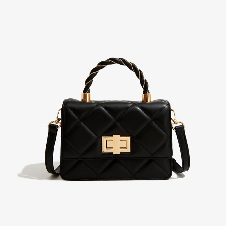 Ladies' crossbody handbag, PU leather diamond grid shoulder strap adjustable with zipper handle mini handbag, fashionable business shopping party
