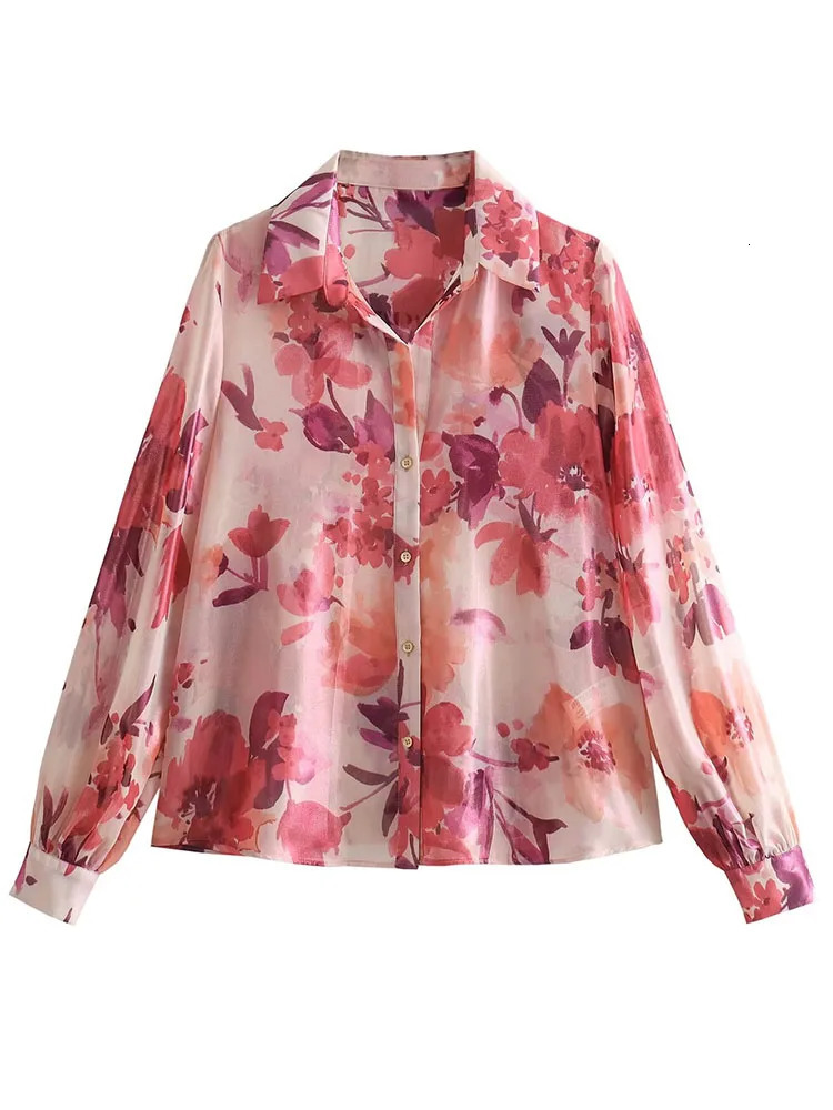 TRAF Spring Summer Women Floral Print Blouse Skirt Sets Fashion Casual Single Breasted Tops ALine Pleated Skirts Suits 240423