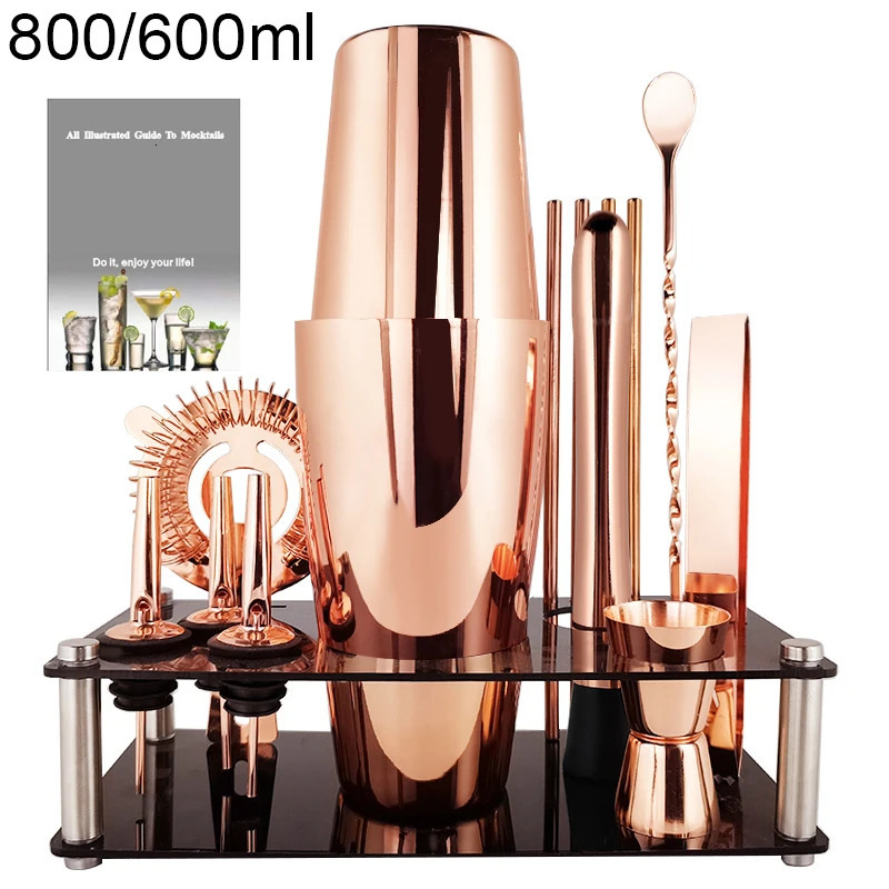Black Rose 550ml 800600ML Stainless Steel Cocktail Shaker Boston Shakers Mixer Wine Bartender Kit Bar Tools Drop 240429