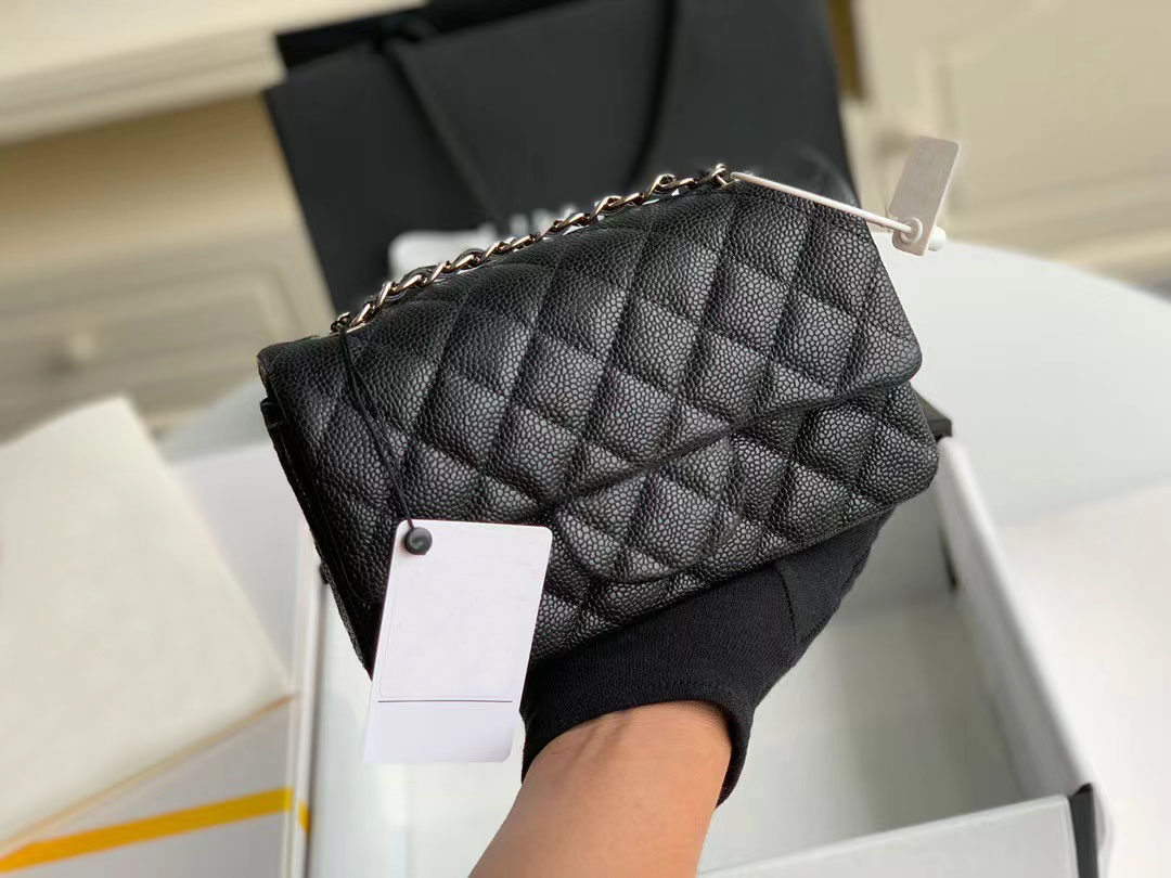 10A Top Tier Luxury Designer Shoulder Bag 20cm Mini Square Flap Bag Mirror Quality Women Real Leather Caviar Lambskin Quilted Classic Purse Gold Chain Strap