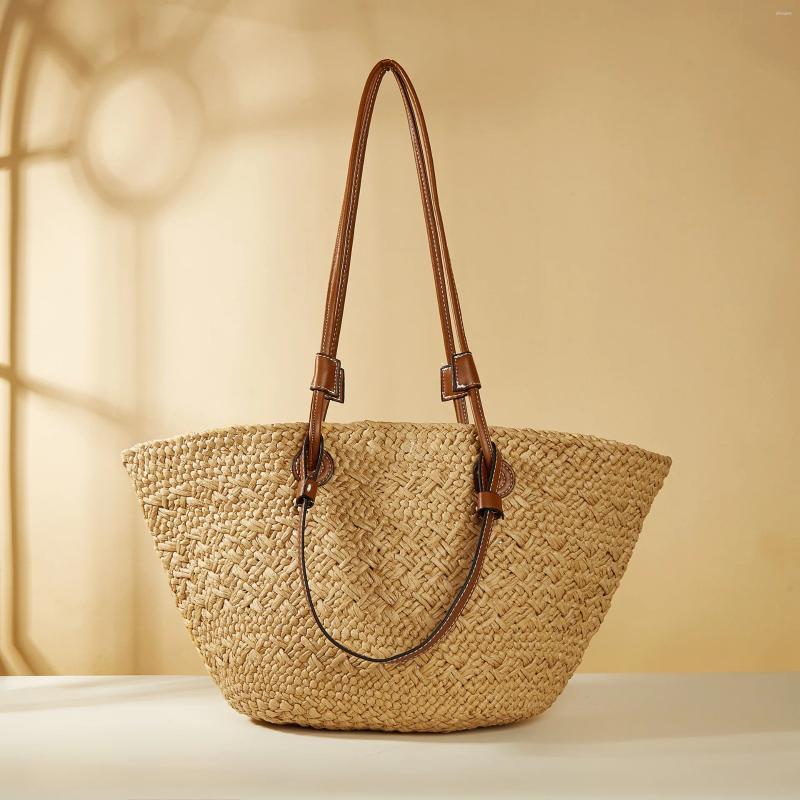 Free Shipping Shoulder Bags Design Striped 2024 Summer Women Beach Straw Bag Large Capacity Casual Totes Female Eco Friendly Designer Bag Luxury Bag T