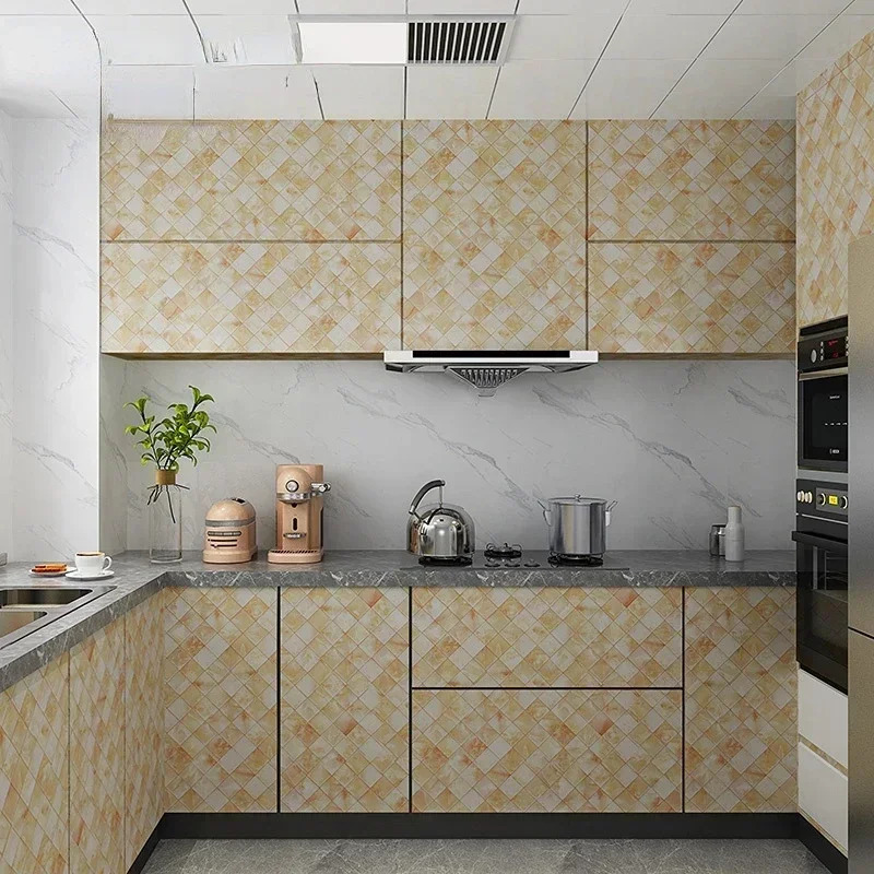 Kitchen Vinyl Marble Self Adhesive Wallpaper DIY Heatproof Waterproof Contact Continuous Wall covering Stickers Decor 240429