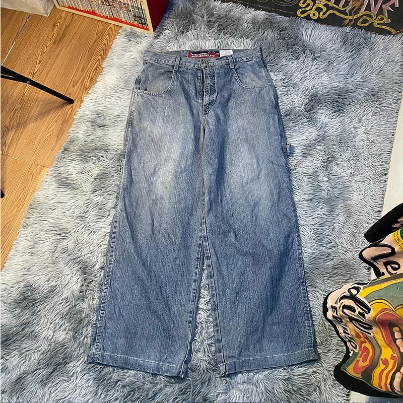 JNCO Wide Leg Jeans Streetwear Men Y2K Retro Hip Hop Harajuku High Quality Embroidered Denim Pants Casual Baggy Trousers 240429