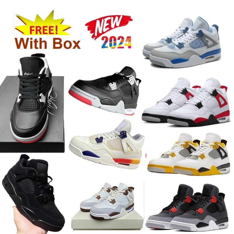NET Black cat 4s Hot Lava Bred Reimagined 4 White Thunder 4s Purple Metallic Basketball Shoes Men Women infrared Oreo SE Craft Neon Fire Red With Box White Cemnet 2025