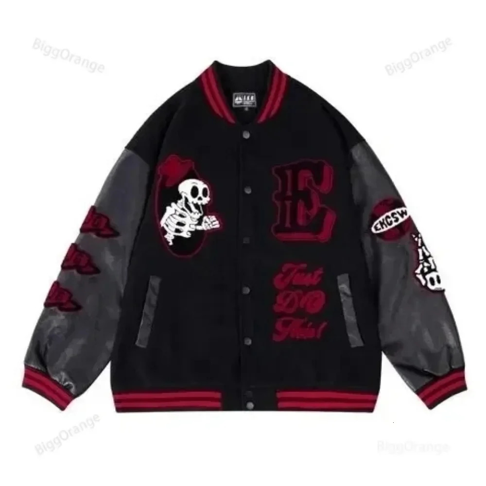 Tiger Embroidered Jacket Y2K Mens Harajuku Hip Hop Retro Cartoon Pint Oversized Jacket Gothic Baseball Uniform Coat Clothing 240417