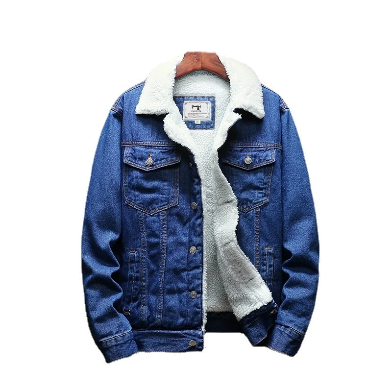 Blue Men Winter Jean Jackets Outerwear Warm Denim Coats Men Large Size Wool Liner Thicker Winter Denim Jackets Plus Size 6XL 240415