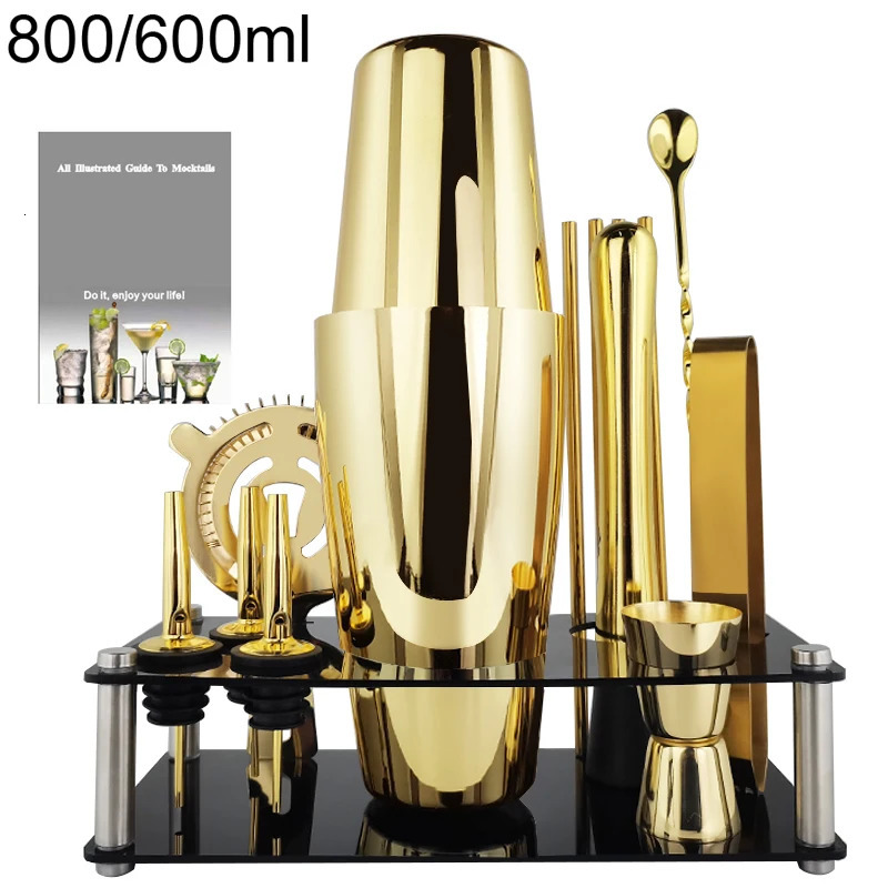 Black Rose 550ml 800600ML Stainless Steel Cocktail Shaker Boston Shakers Mixer Wine Bartender Kit Bar Tools Drop 240429
