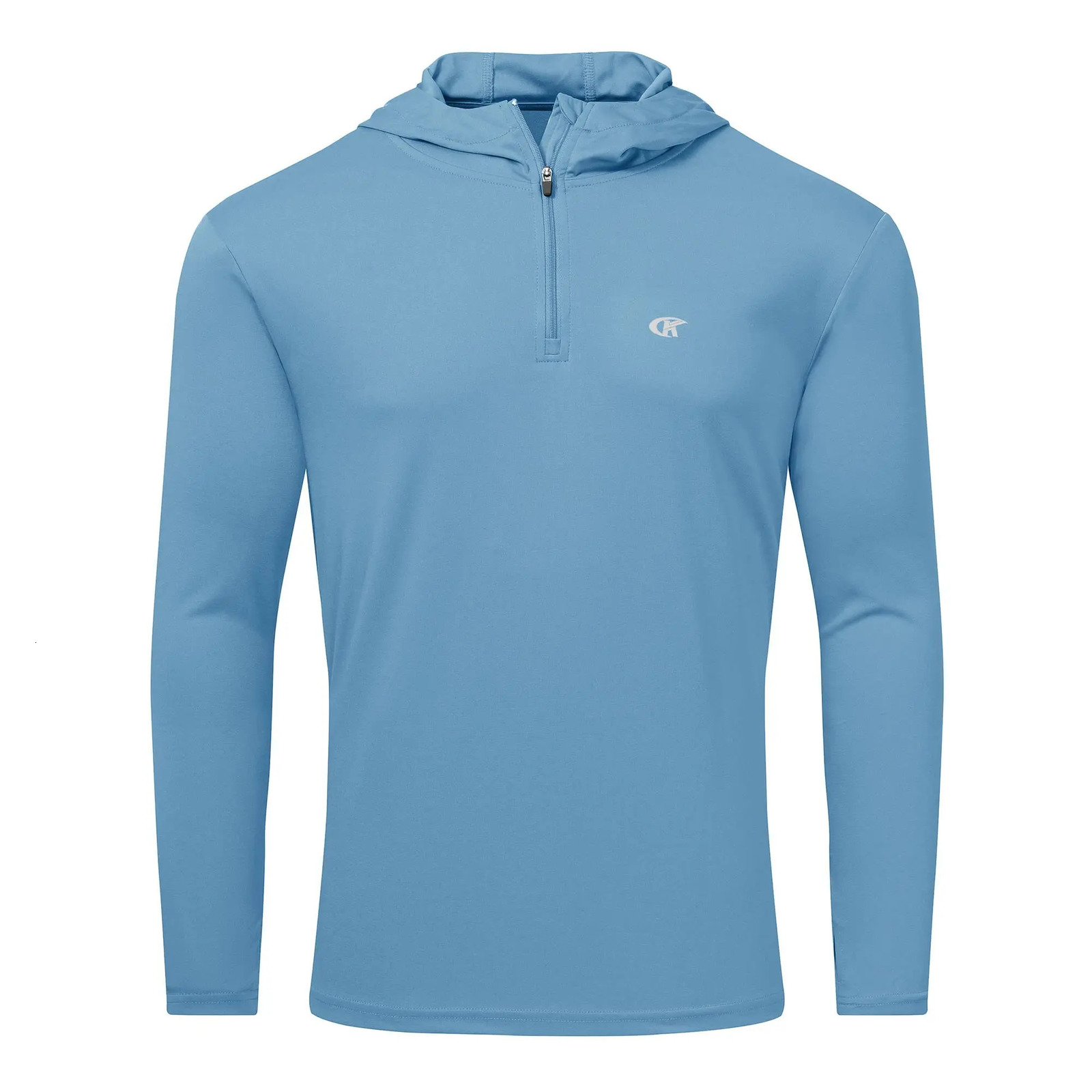 Men Long Sleeve Shirt UPF 50 Rash Guard Swim Athletic Hoodie Fishing Hiking Workout Cooling Tee Quick Dry Shirts with Zip 240426