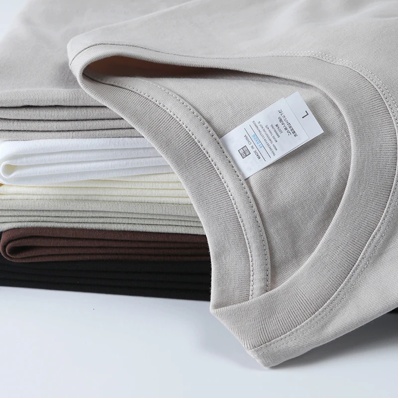 Summer 100 Cotton High Qualtity Heavy T-shirt For Men Oversized 240gsm Unisex Women Short Sleeve Tee Shirt Plain White Black Top 240429