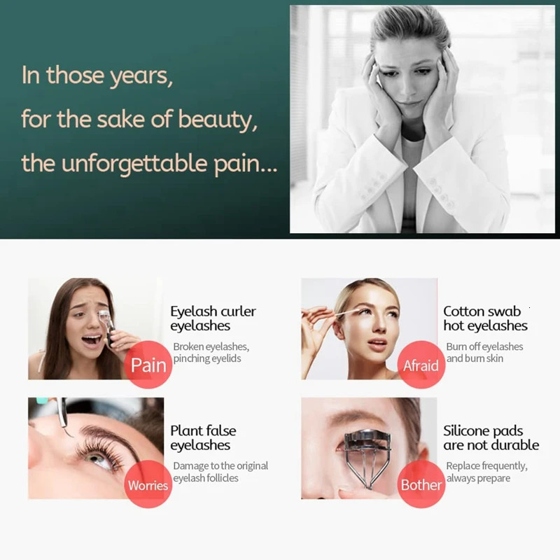 Heated Eyelash Curler 2 In 1 Clip-Type With Comb USB Rechargeable Portable Electric Easy To Use 240428