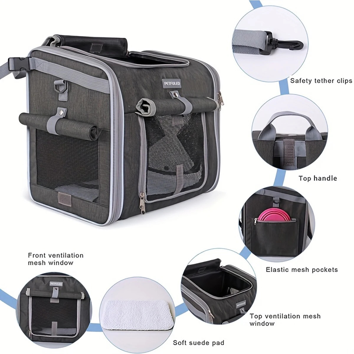 Dog or Cat Bike Basket Expandable Soft Sided Pet Backpack with 4 Open Doors Foldable Dog Bike 240423