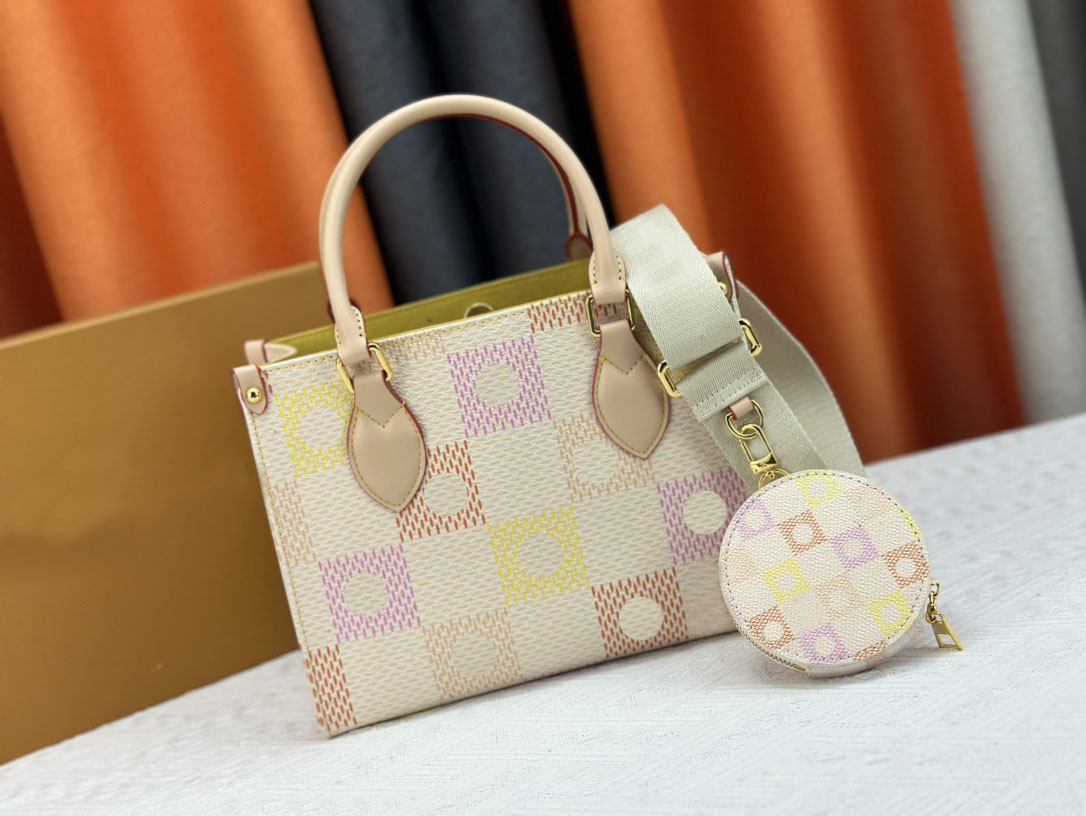 2024 new series Damierlicious Classic Tote Bag with Clutch Gradient lattice Shopping mini Handbag Purse Women Fashion sac plat Shoulder Bags Tote